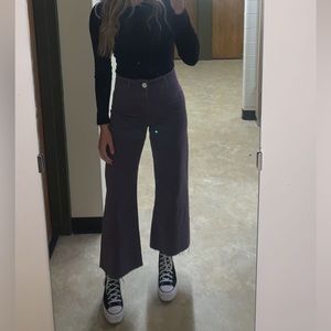 Zara purple cropped wide leg jeans